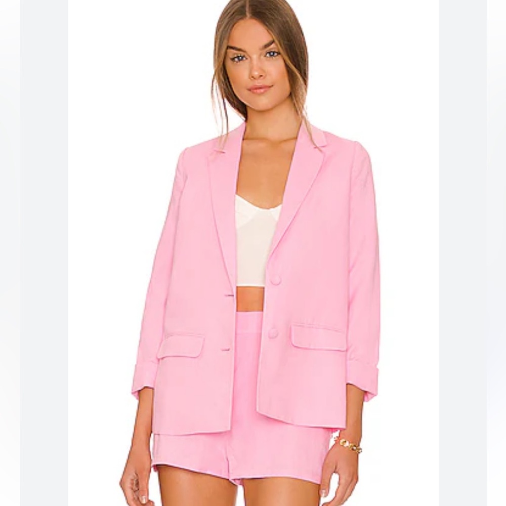 CAMI NYC Owen Linen Blazer in Candy Candy Women's Pink Blazer Size Smalll